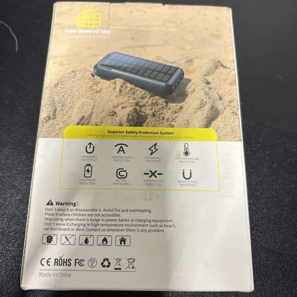 Solar power bank for iOS/android safe power